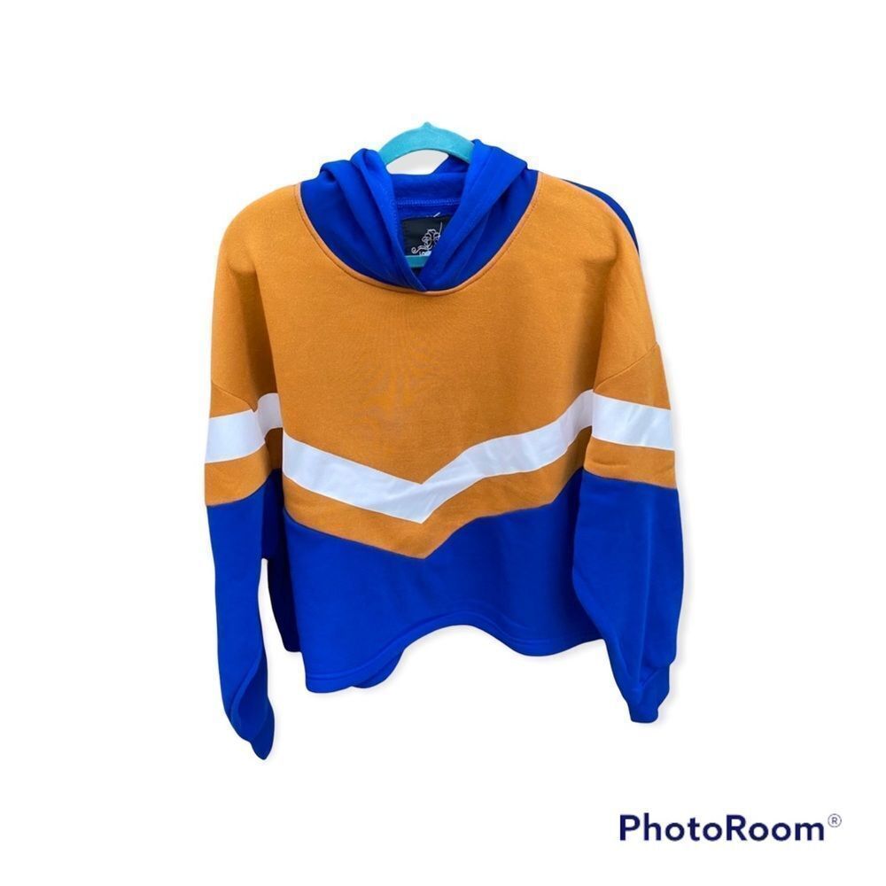 Louise Paris Striped Colorblock Hooded Pullover Cropped Soft Sweatshirt NWT 1x
